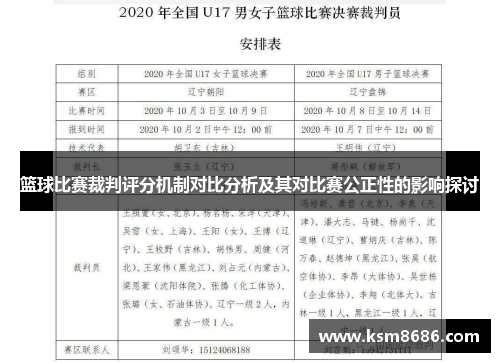篮球比赛裁判评分机制对比分析及其对比赛公正性的影响探讨